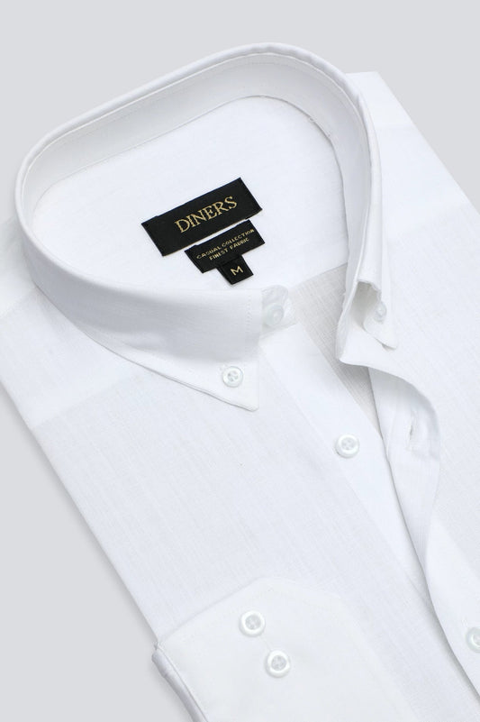 White Self Textured Casual Shirt