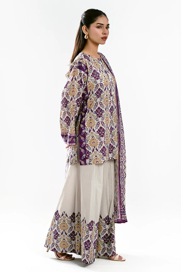 Beige Printed 3PC Unstitched