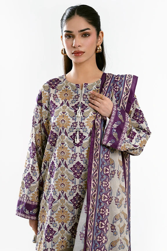 Beige Printed 3PC Unstitched
