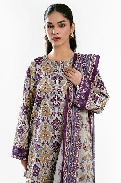 Beige Printed 3PC Unstitched